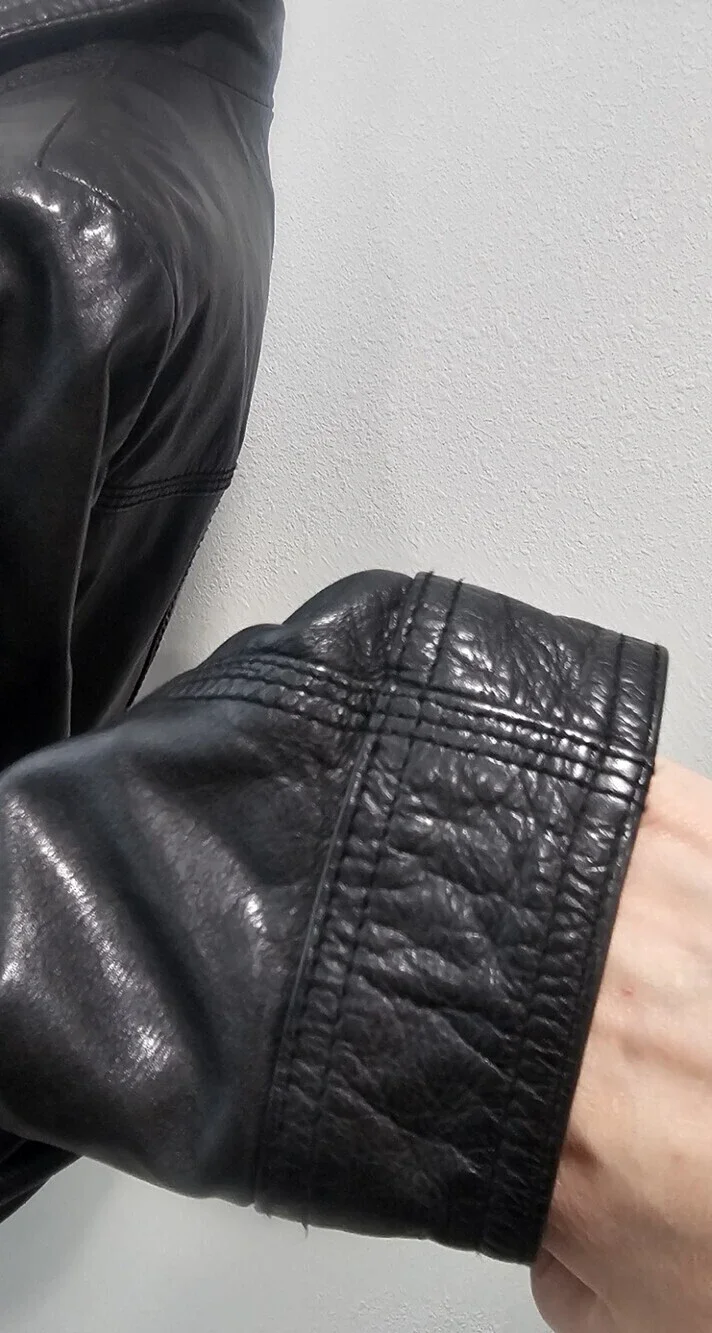 Vintage Y2K Guess Leather Moto Zip Jacket Pockets Size XL - Picture 9 of 12